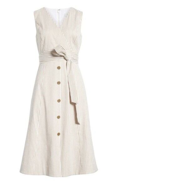 Nordstrom Signature Stripe Bottom Front Dress Womens Size 16 - Picture 5 of 14